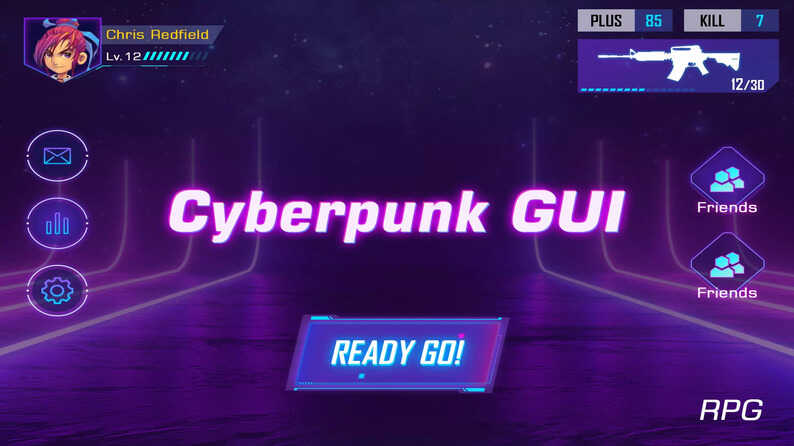 Unity Cyberpunk RPG GUI Pack v1.1赛博朋克科幻 UI 打造未来都市游戏界面