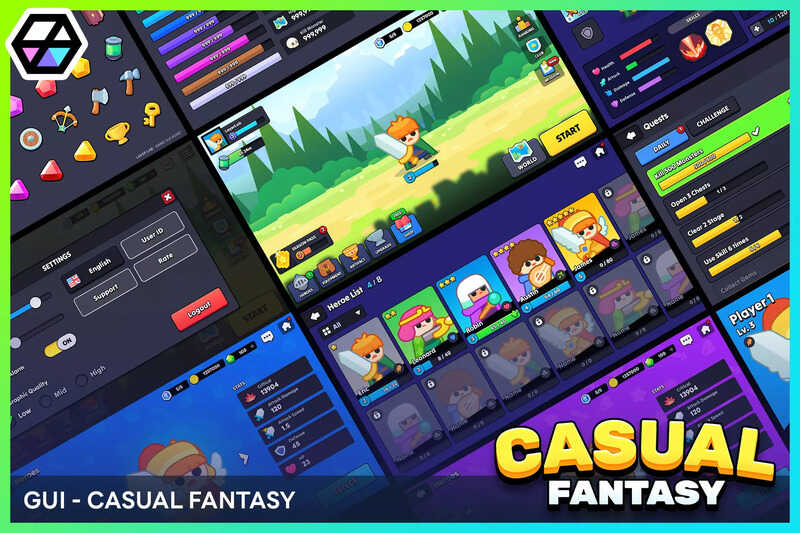 Unity休闲游戏UI界面GUI – Casual Fantasy v2.0.4