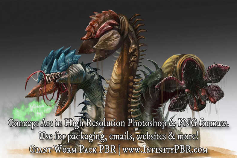 Unity巨型蠕虫PBR怪物包Giant Worm Pack PBR – Fantasy RPG v4.3.2
